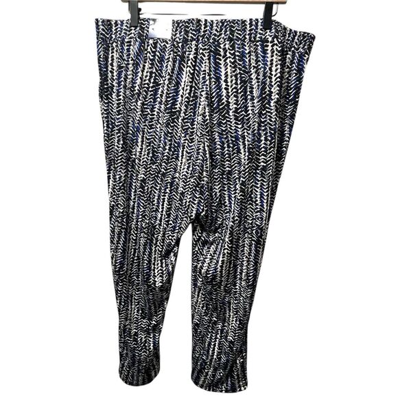 Avenue Pull On Leggings Black White Blue, Womens Size 18 / 20 Petite Pockets NWT - Picture 2 of 6